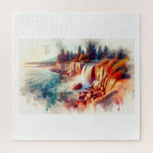 Vancouver Waterfall at Sunset, Jigsaw Puzzle