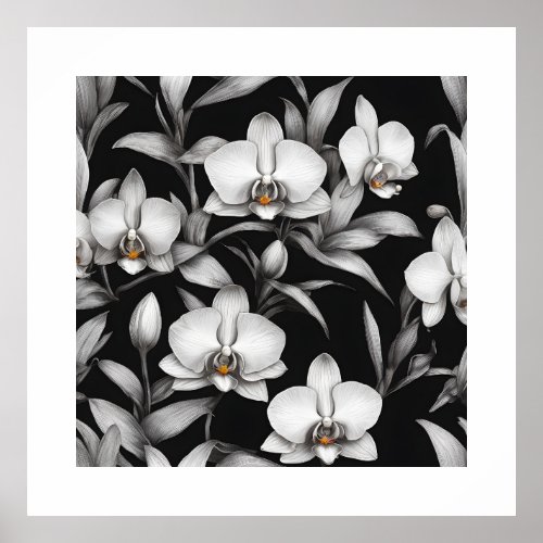 Vanda Monochromatic Orchids Art Prints