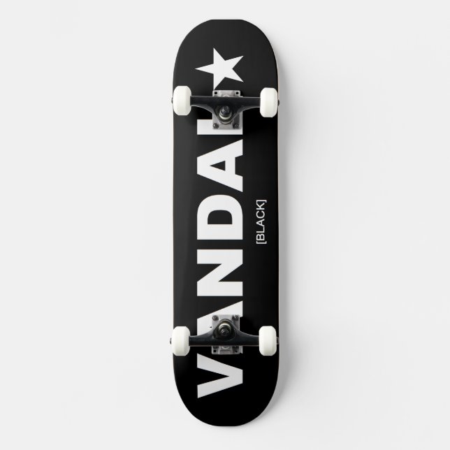 VANDAL★ Skateboard Generic (White on Black) Deck (Front)