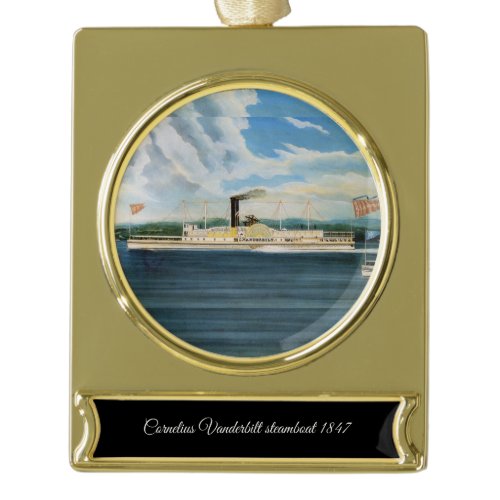 Vanderbilt steamboat 1847 gold plated banner ornament
