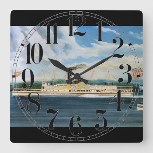 Vanderbilt steamboat 1847 square wall clock