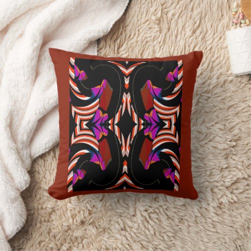 Vane on WhiteBlackRedOrangeTanBluePink Throw Pillow