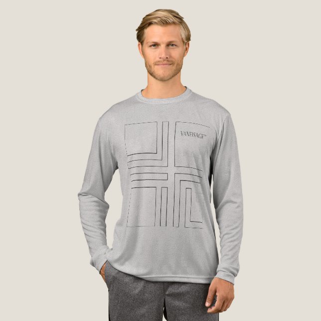 VANEISAGE ™ Long Sleeve Geometric Design T-Shirt Tri-Blend Shirt (Full Front)