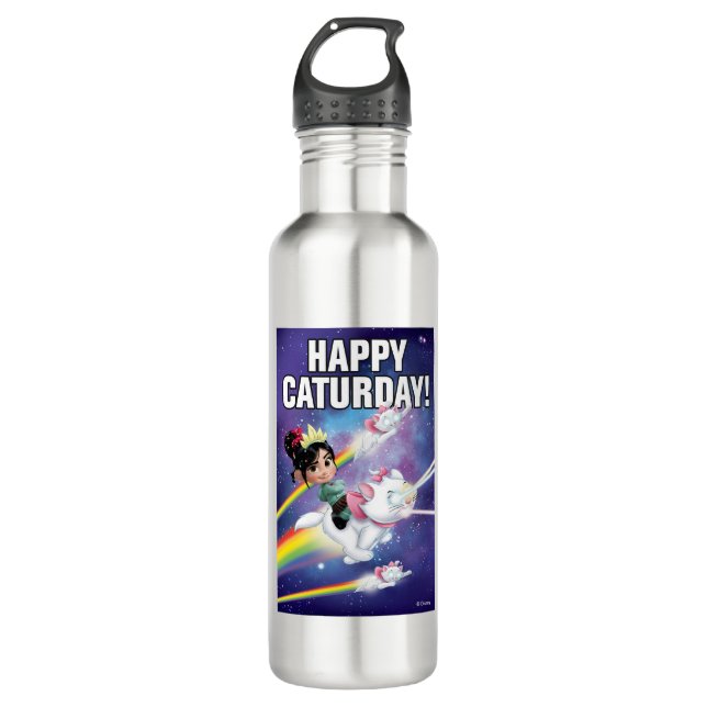 Vanellope | Happy Caturday! Stainless Steel Water Bottle (Front)