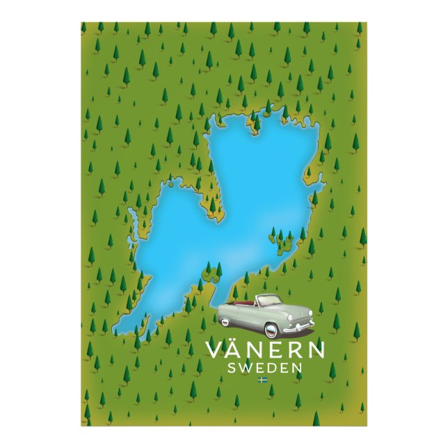 Vänern Sweden lake map Photo Print (Front)