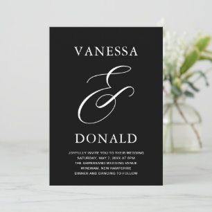 Vanessa Black Modern Wedding Invitation