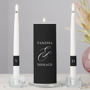 Vanessa Black Modern Wedding Unity Candle Set