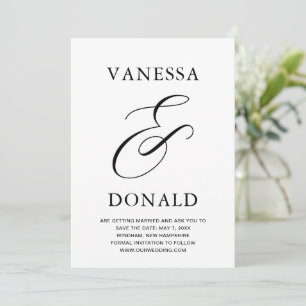 Vanessa Black White Modern Wedding Save The Date
