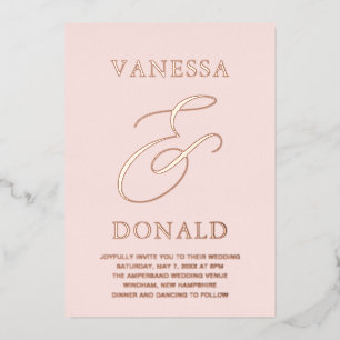 Vanessa Blush Pink Modern Wedding Foil Invitation