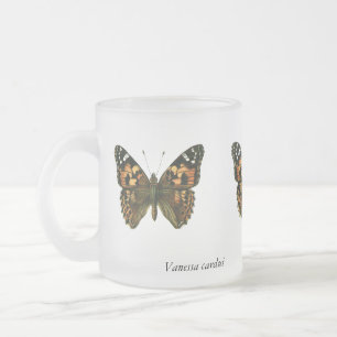 Vanessa cardui - The Painted Lady Butterfly Frosted Glass Coffee Mug