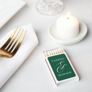 Vanessa Emerald Green Modern Wedding Matchboxes