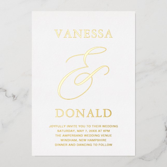 Vanessa Modern Wedding Foil Invitation (Front)
