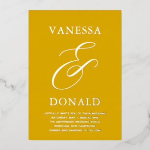 Vanessa Mustard Yellow Modern Wedding Foil Invitation
