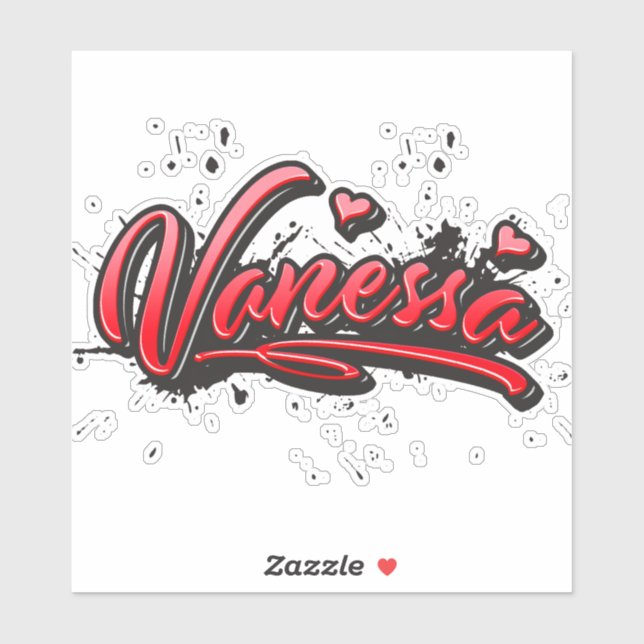 Vanessa red Heart Graffiti Sticker | Zazzle