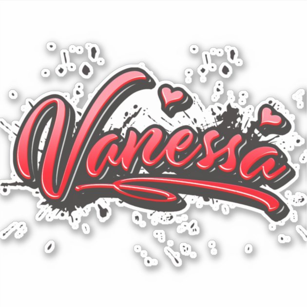 Vanessa red Heart Graffiti Sticker | Zazzle