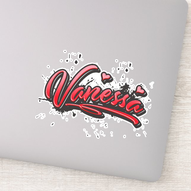 Vanessa red Heart Graffiti Sticker | Zazzle
