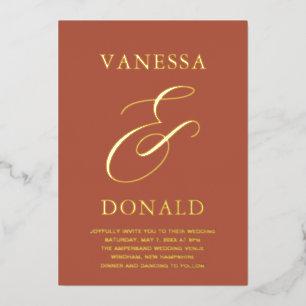 Vanessa Terracotta Modern Wedding Foil Invitation