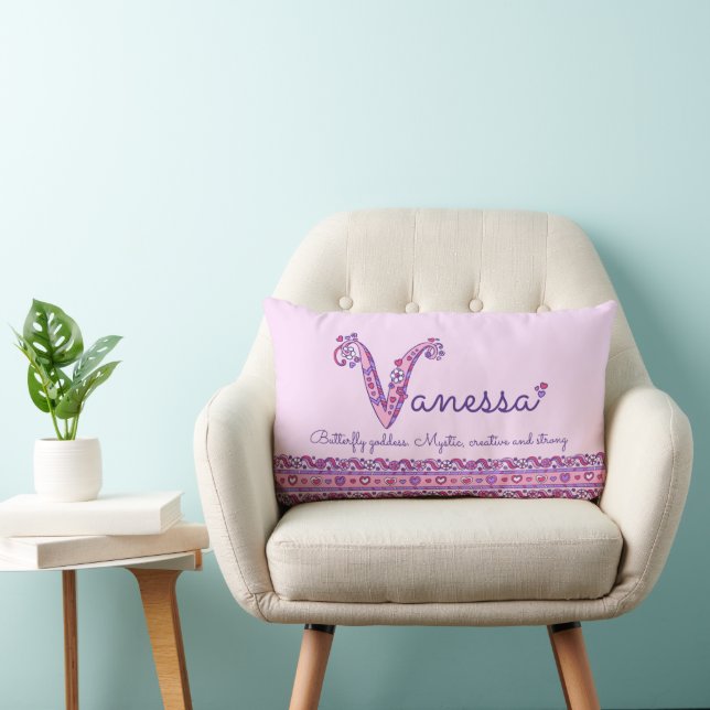 Vanessa V name meaning doodle art  Lumbar Pillow (Chair)