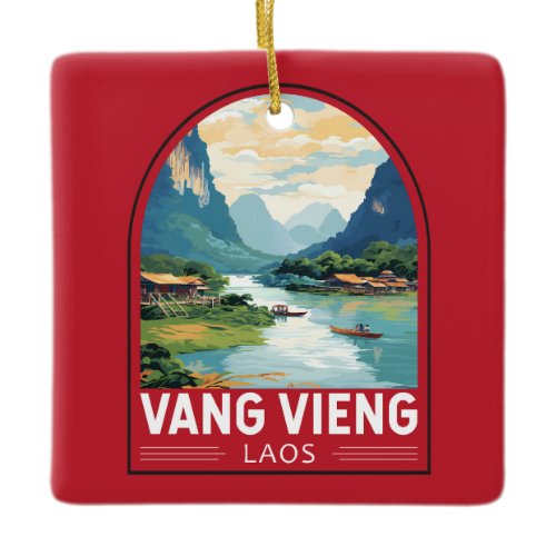 Vang Vieng Laos Travel Art Vintage Ceramic Ornament
