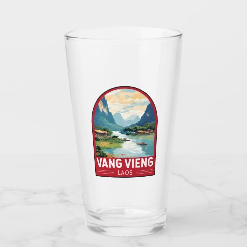 Vang Vieng Laos Travel Art Vintage Glass