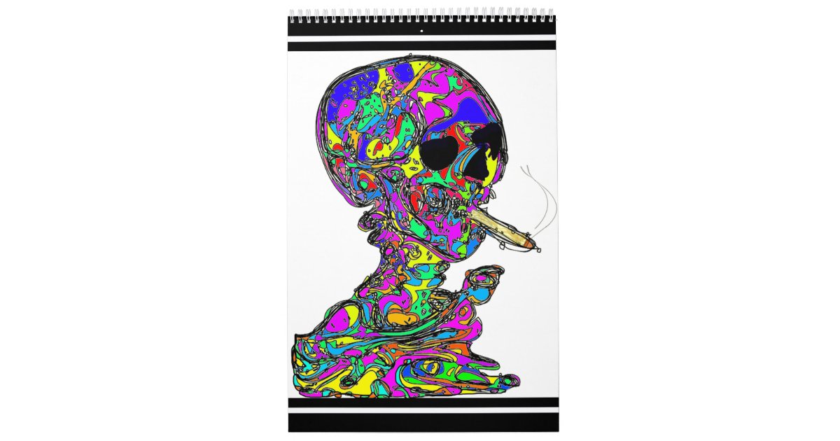 Vangogh S Calavera Skull Smoking Cigarette Calendar Zazzle Com
