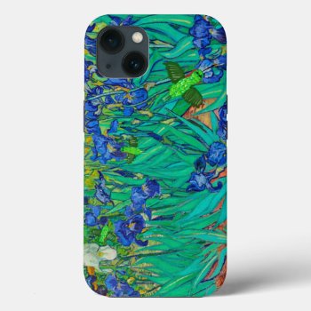 Vangough Blue Irises With Hummingbirds Added Iphone 13 Case by CardArtFromTheHeart at Zazzle