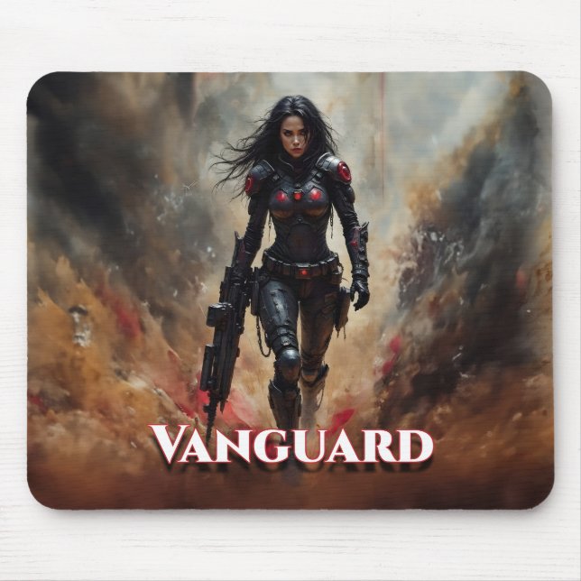 Vanguard – Futuristic Female Warrior Mouse Pad (Front)