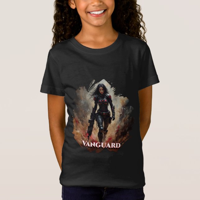 Vanguard – Futuristic Female Warrior T-Shirt (Front)