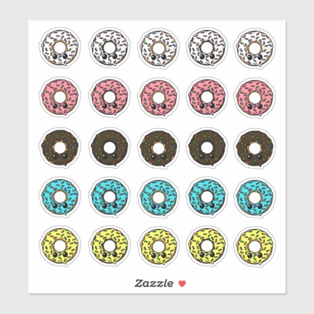 Vanilla and Chocolate Donuts w/ Frosting Sprinkles Sticker (Sheet)