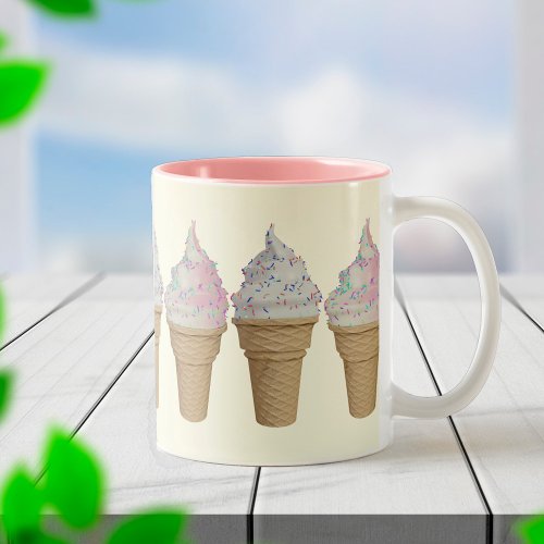 Vanilla And Strawberry Soft Serve Ice Cream Two_Tone Coffee Mug