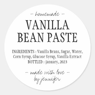 Vanilla Bean Paste Bottle Homemade extract Classic Round Sticker