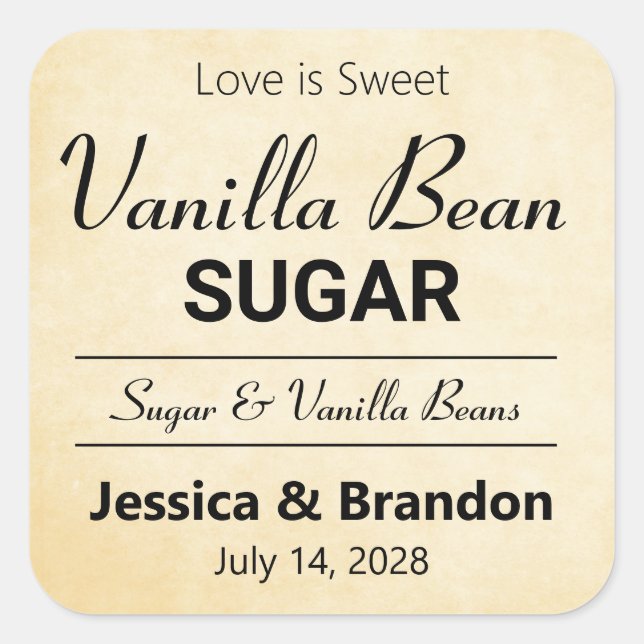 Vanilla Bean Sugar or whatever wording you choose Square Sticker (Front)