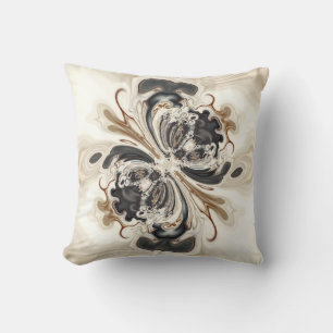 Vanilla Bean Swirl Milkshake beige black spirals Throw Pillow
