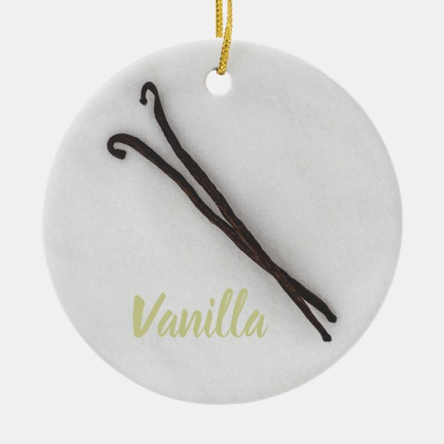 Vanilla bean with sugar ceramic ornament (Front)