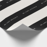 Vanilla & Black Preppy Stripes Custom Name Wedding Wrapping Paper<br><div class="desc">Designed by fat*fa*tin. Easy to customize with your own text,  photo or image. For custom requests,  please contact fat*fa*tin directly. Custom charges apply.

www.zazzle.com/fat_fa_tin
www.zazzle.com/color_therapy
www.zazzle.com/fatfatin_blue_knot
www.zazzle.com/fatfatin_red_knot
www.zazzle.com/fatfatin_mini_me
www.zazzle.com/fatfatin_box
www.zazzle.com/fatfatin_design
www.zazzle.com/fatfatin_ink</div>