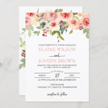 Vanilla Blush Floral Wedding Invitations