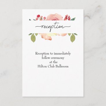 Vanilla Blush Floral Wedding Reception Enclosure Card