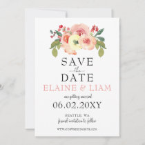 Vanilla Blush Floral Wedding save the date