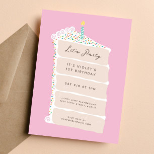 Vanilla Cake Birthday Party Invitation