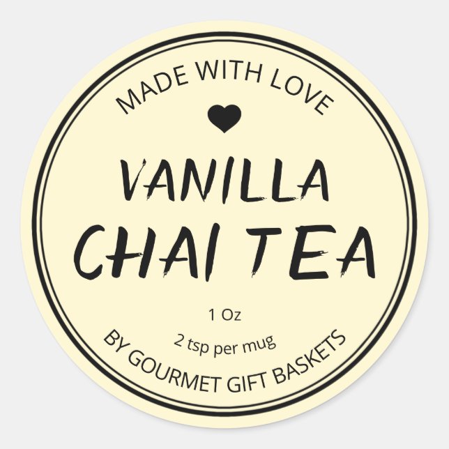 Vanilla Chai Tea Label For Gift Hampers (Front)