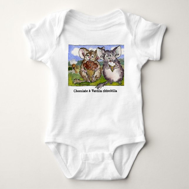 Vanilla Chinchilla Cartoon Funny Baby Baby Bodysuit (Front)