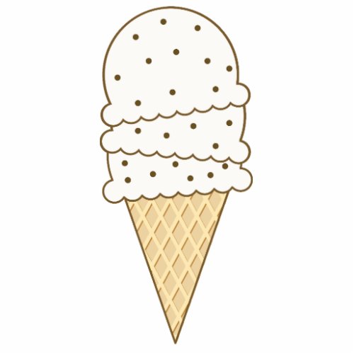 Vanilla Chocolate Chip Ice Cream Waffle Cone Cutout