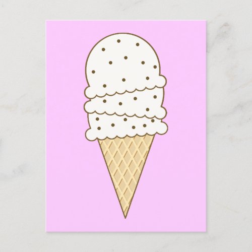 Vanilla Chocolate Chip Ice Cream Waffle Cone Postcard