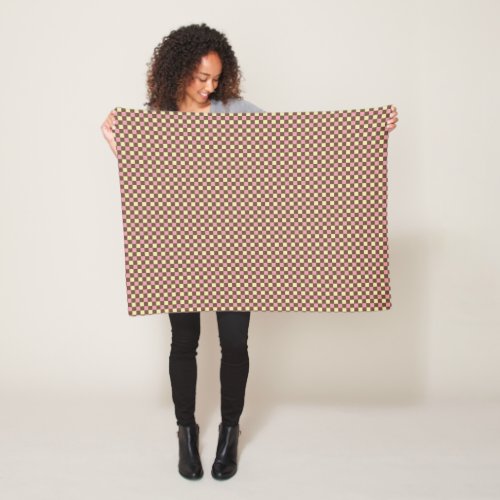 Vanilla Chocolate Strawberry Checkered Pattern Fleece Blanket