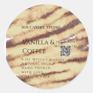 Vanilla coffee soy candle add QR businesInvitation Classic Round Sticker