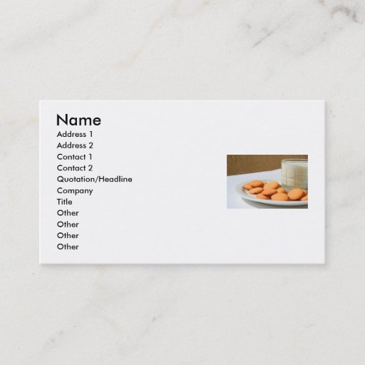Customizable Vanilla Cookies and a Glass of Milk Business Card
