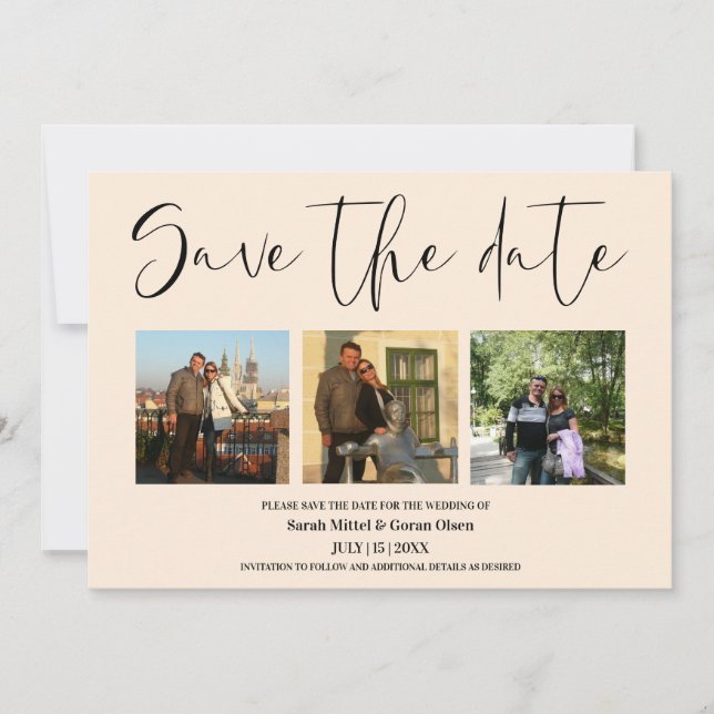 Vanilla Couple Photos Wedding Save the date  (Front)