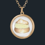 Vanilla Cream Puff French Pastry Dessert Necklace<br><div class="desc">Necklace features an original marker illustration of a delicious vanilla cream puff topped with powdered sugar!</div>