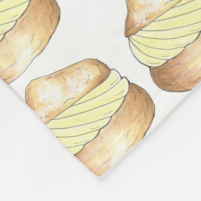 Vanilla Cream Puff French Pastry Foodie Dessert Fleece Blanket (Corner)