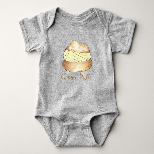 Vanilla Cream Puff Puffs Creampuff Pastry Foodie Baby Bodysuit (Front)